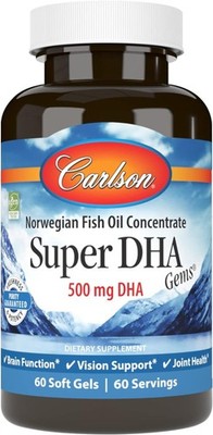 Carlson - Super DHA Gems, 500 mg DHA Supplements, Norwegian Fish Oil Concentrate