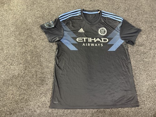 New York City FC Jersey Mens XL Gray MLS Soccer Adidas Etihad Airways ClimaLite