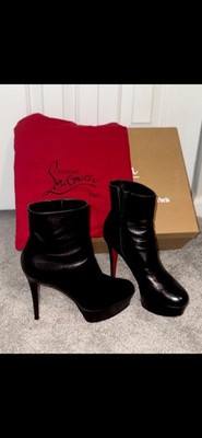 Christian Louboutin Bianca Booty Pumps, Size EU 37 Black Leather Stiletto Heels