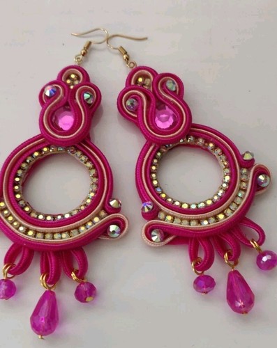 Pendientes mexicanos soutache Mayoreo Lote 6 Pares de Aretes Soutache artesanal. - Imagen 3 de 11