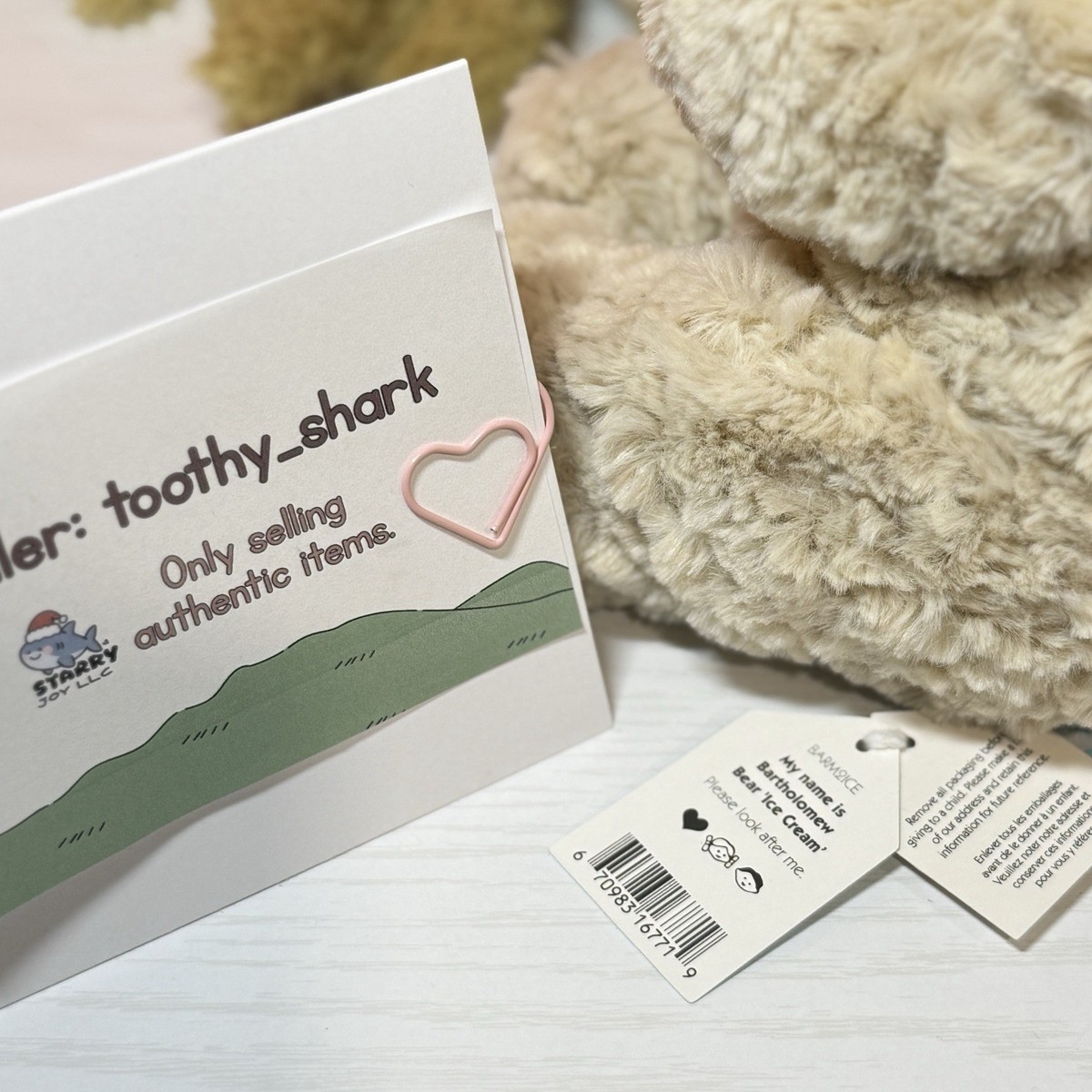 Jellycat NYC Limited Edition Oatus Ice Cream Bear BNWT - 100