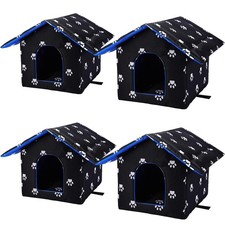 4Pcs Black Cat Houses for Outdoor Stray Cats Shelter Weatherproof Outdoor Cat...