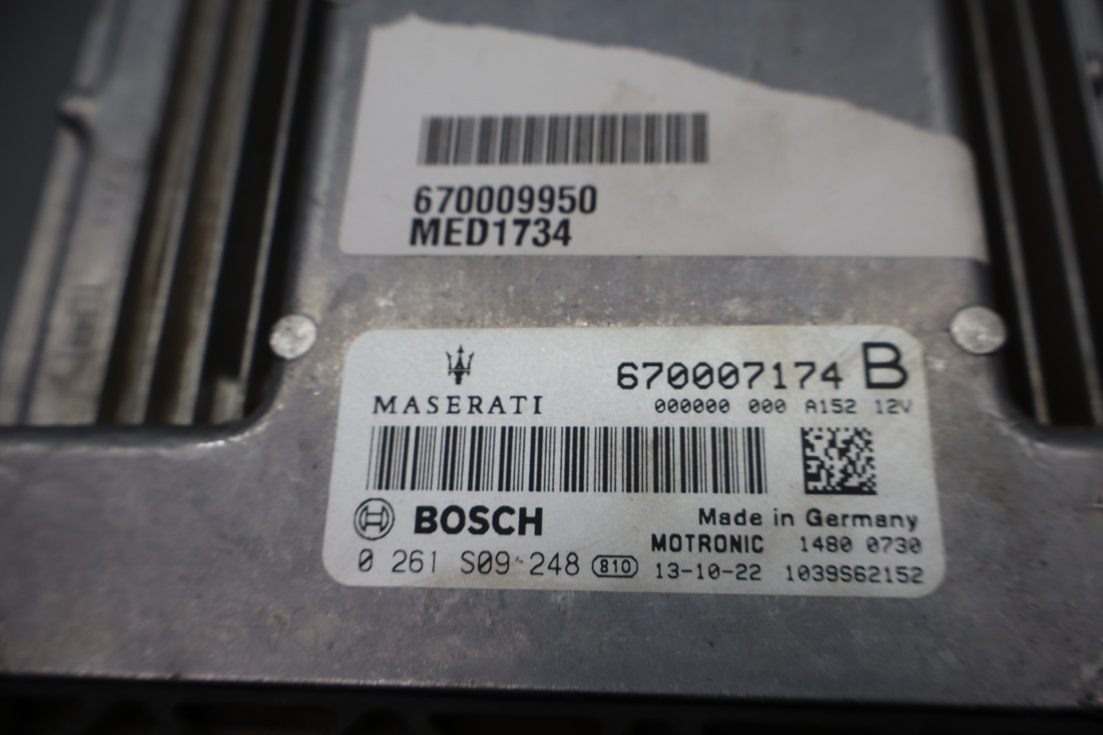 14-17 Maserati Ghibli Engine Computer Control Module Unit ECU ECM 670007174 Oem