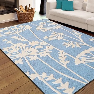 Modern Handmade Carpet (160x230cm) Blue Vein Design Carpet 100% Wool Made Rug