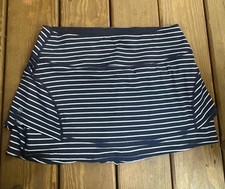 Athleta Stripe Stealth TruCool Skirt Skort Blue White 210121 M Tennis Nautical