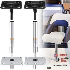 Boat Seat Base with 3/4" Pedestal Kit, Includes 15" High Seat Post and Black 2