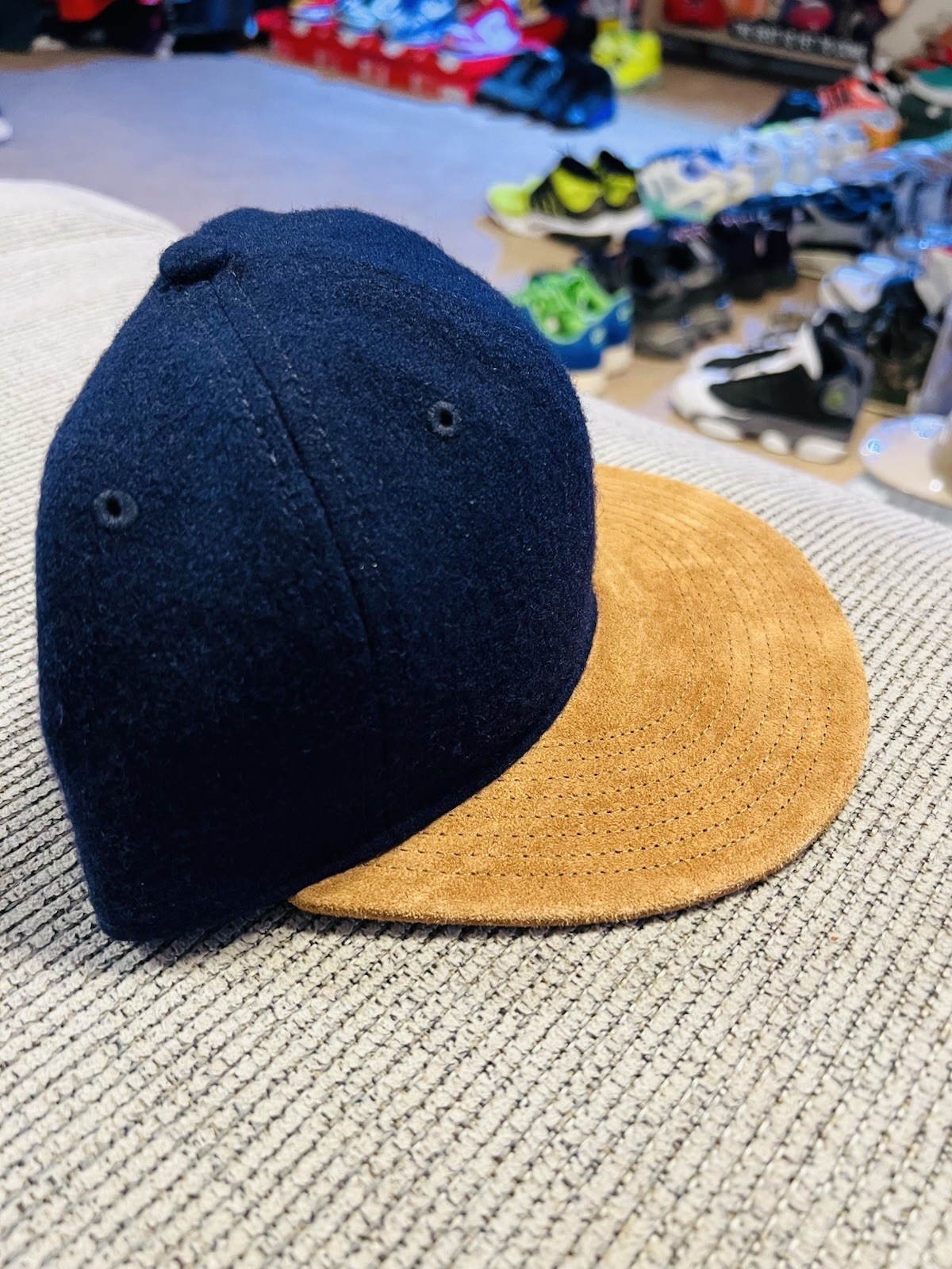 VTG Timberland x American Eagle AE Icon Baseball Hat Cap Strapback Blue Wool image 5