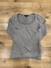 Banana Republic Grey Cotton/Angora Rabbit Hair Long Sleeve Knit Top - Women's S