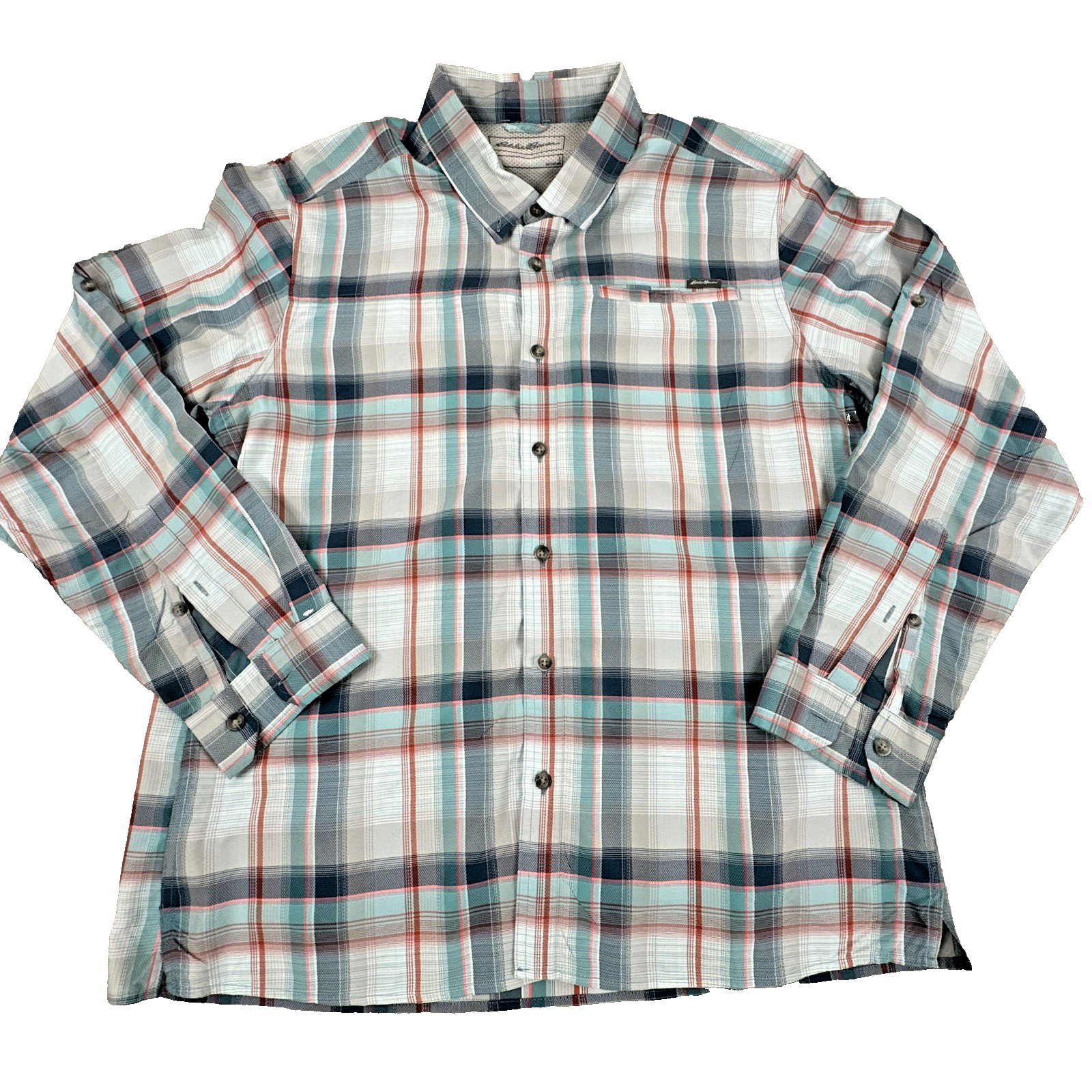 Eddie Bauer Men's Large Plaid Flannel Shirt Multicolor Long Sleeve Button Down