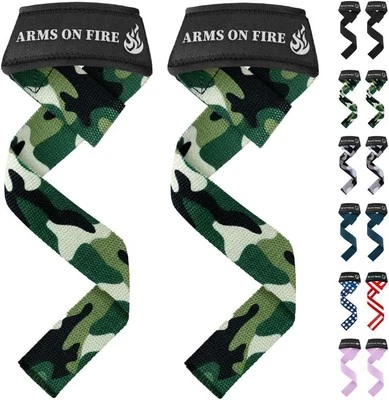 TECEUM Lifting Straps for Weightlifting Weight Lifting Wrist Straps Camo Arms of Fire