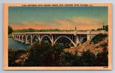 SC, Columbia, Jefferson Davis Hwy, Bridge, Oyer Congaree River, Vintage Postcard