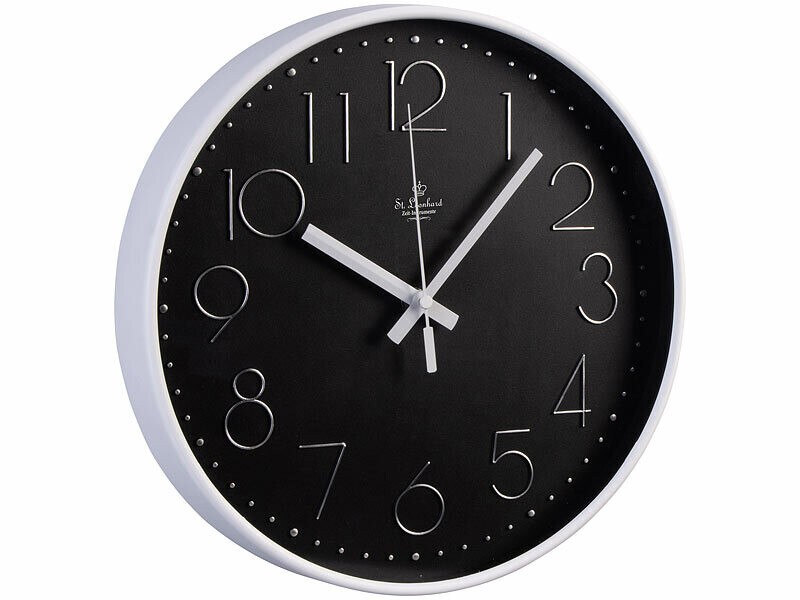 Horloge murale pour salon et bureau avec grand cadran 3D St. Leonhard 30 cm