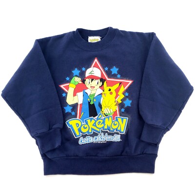 Vtg 1999 Nintendo Pokemon Ash & Pikachu Pullover Sweatshirt Kids S