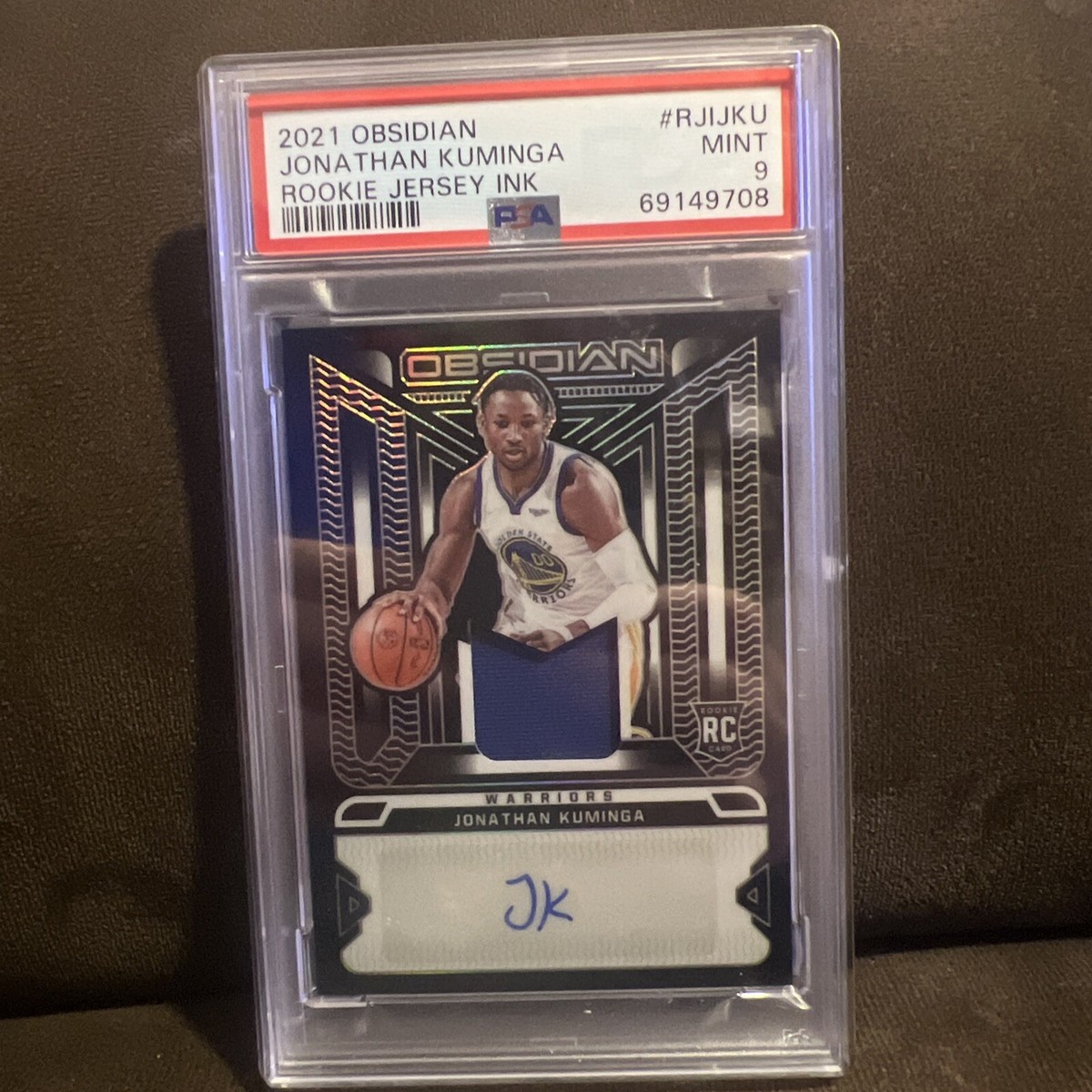 JONATHAN KUMINGA 2021-22 OBSIDIAN ROOKIE JERSEY INK RPA /75 PSA 9 