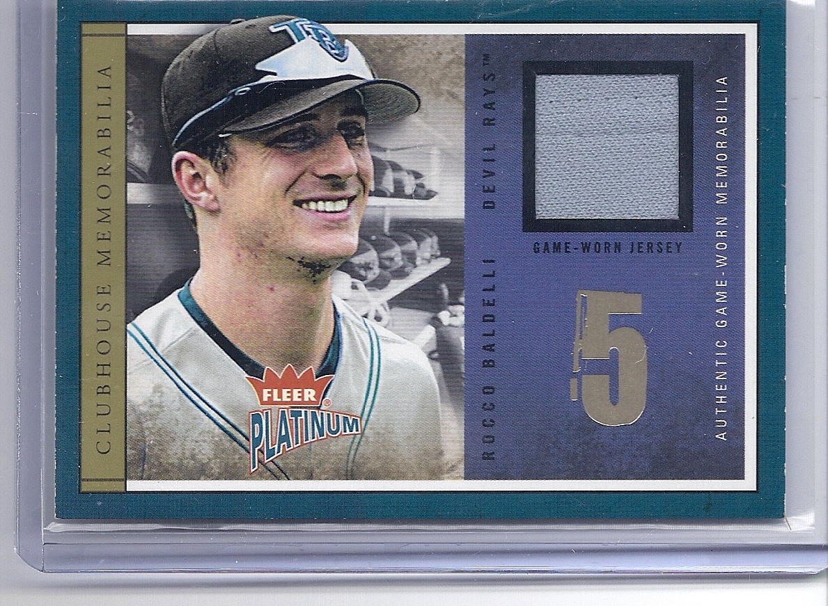 2004 FLEER PLATINUM ROCCO BALDELLI CLUBHOUSE MEMORABILIA JERSEY RB DEVIL RAYS