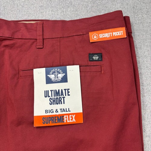 Dockers Ultimate Shorts Big & Tall Supreme Flex Comfort Waist Mens 56 Brick Red