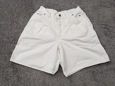Vintage Chic Mom Shorts Women's 14 White Denim High Rise Pleated Made in USA