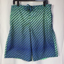 NIKE Board Shorts Swim Trunks Mesh Lined Blue Green Men's Sz Large Swoosh