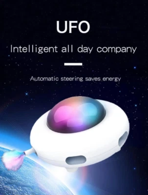 UFO Interactive Cat Toy with Rotating Feather, USB Charging, Smart mode cat toy