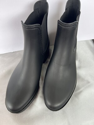 JEFFREY CAMPBELL Hydra Platform Rain Boots Black Matte Rubber Women's 8.5