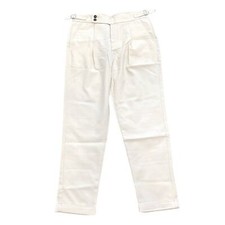 Pleated Skinny Trousers in Beige, Size S
