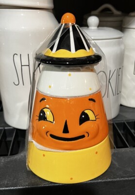 Johanna Parker Carnival Cottage Candy Corn Halloween Canister