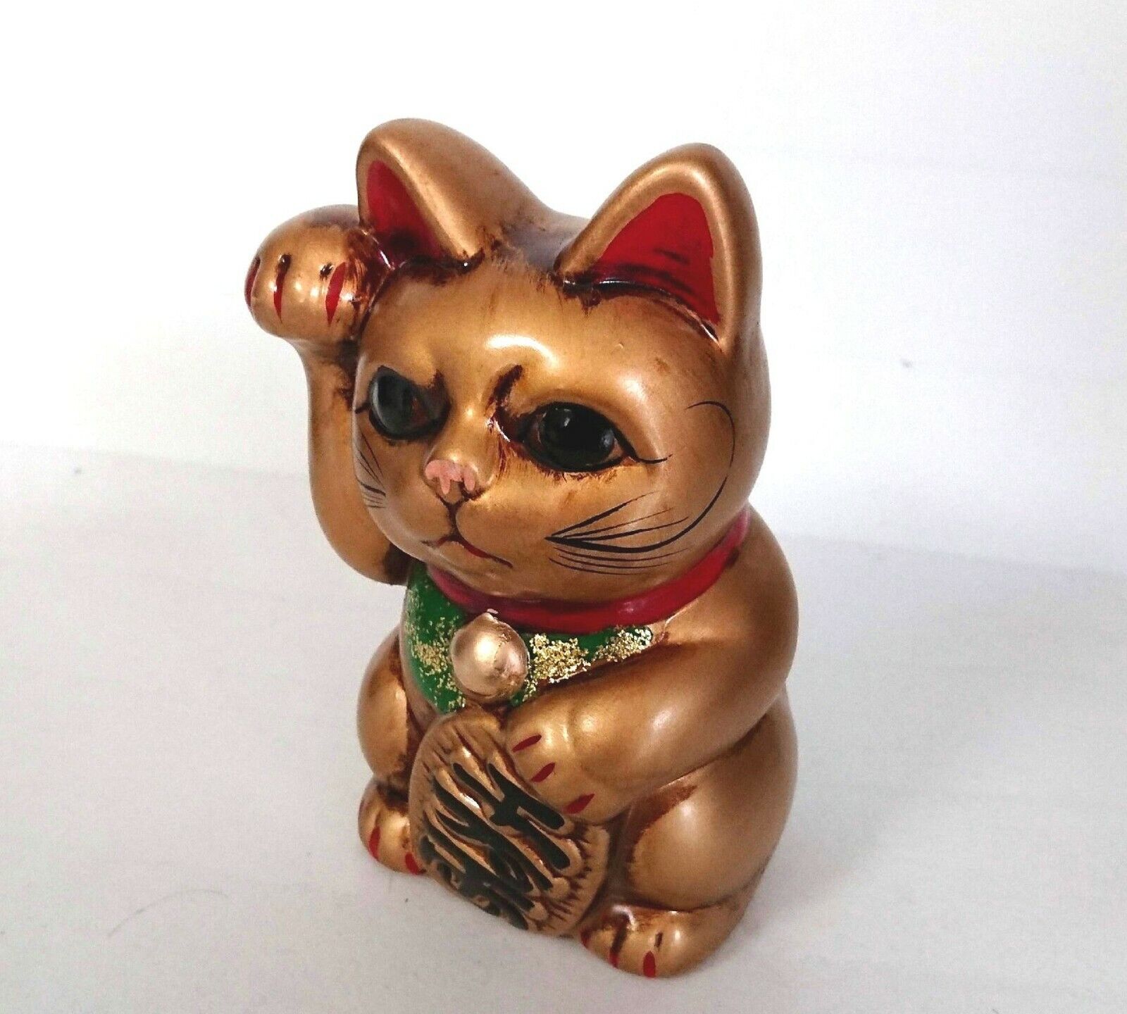 Maneki neko Tokoname yaki Gold Japanese Lucky cat Coin Bank Right hand  Japan | eBay
