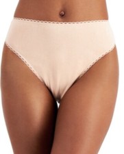 Charter Club Everyday Cotton High-Cut Brief Underwear-Chai Nude -small.