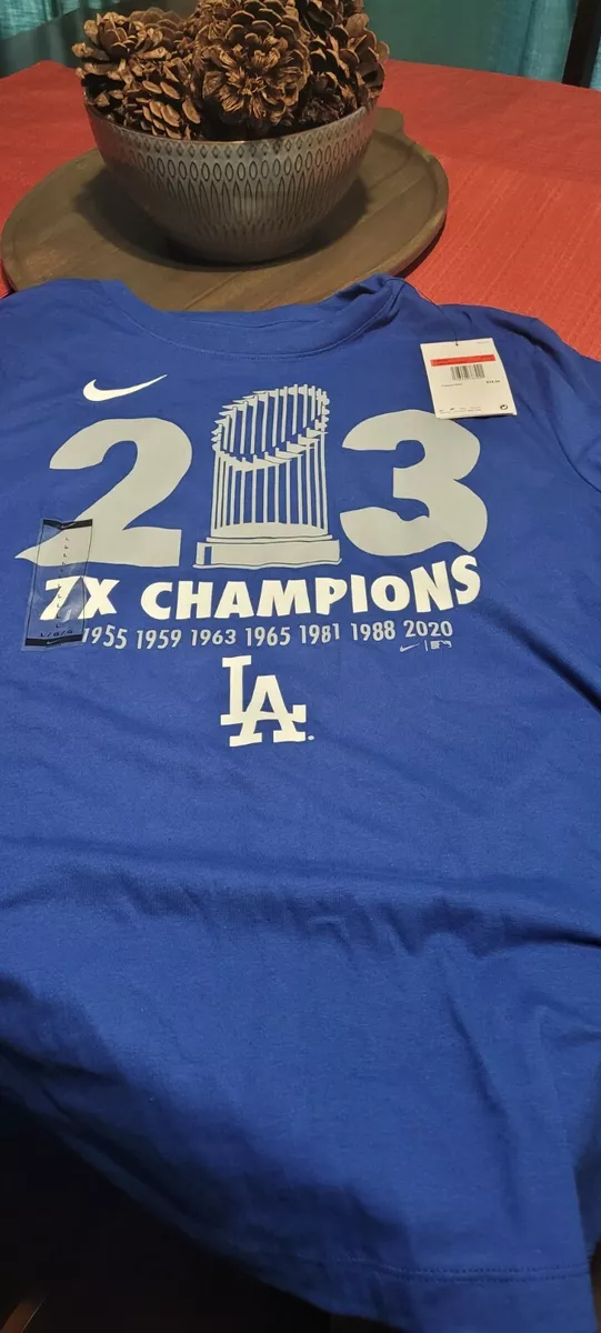 NWT Los Angeles Dodgers Nike 213 7X Champions Dri Fit Cotton Shirt