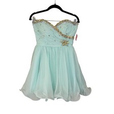 Mori Lee Short Dress 6 Homecoming Prom Ball Party Sweetheart Cocktail Blue NWT