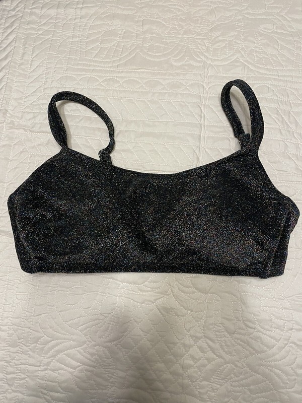 Women’s Swimsuit Top Black Sparkle Size D/DD Xhilaration