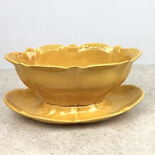 VTG Ceramic Big Party Bowl Underplate Dip Salsa Serving Dish Made In USA Gravy
