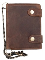 Men's Genuine Leather Biker's Wallet With Two Buckles And Metal Chain Men's Genuine Leather Biker's Wallet With Two Buckles And Metal Chain
