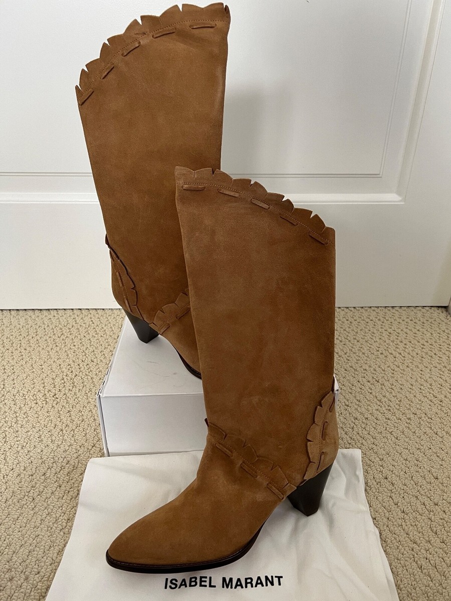 NIB Isabel Marant Leesta Scallop Edge Topstitch Suede