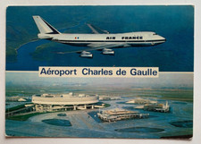 c1970s 4x6 Postcard Paris Charles de Gaulle Airport aerial Boeing Air France 747