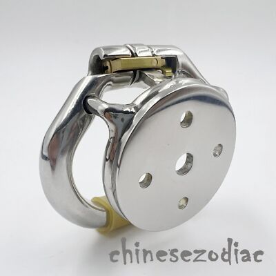 Male Chastity Device Rings Lock Belt Flat Reverse Stainless Steel Chastity Cage