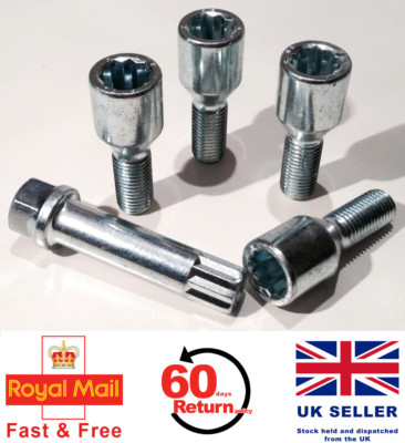 4 x Alufelgen Tuner Schrauben M12 x 1,5 + 17mm Sechskant Stern Schlüssel - Fiat