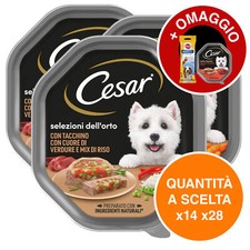 Cesar Selezioni dell'Orto Tacchino Verdure e Riso Cibo per Cani Vaschette 150g