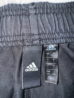 Big Adidas Logo Men's Jogger Pants - Size L Black Poly Blend