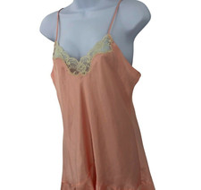Vintage Victorias Secret Nightie Nightgown Womens Size L Coral Pink Lace Accen