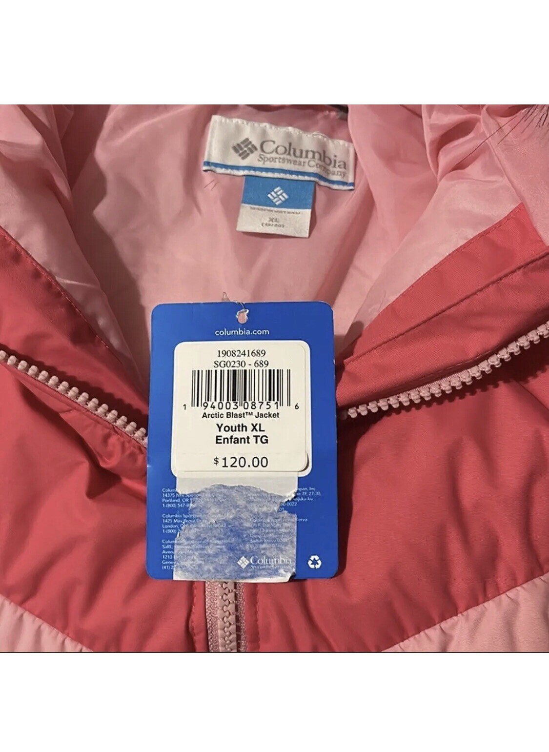 NWT Columbia Girls&rsquo; Arctic Blast Insulated Pink Jacket Faux Fur Hood Youth M
