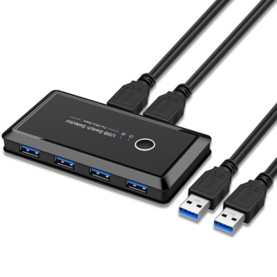 USB Switch USB 3.0 2.0 Switcher 2 PC Port Sharing 4PCS Geräte Monitor Hub