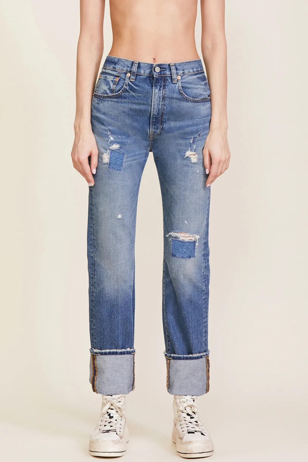 Denimist x Free People Sophie Cuffed Straight Jeans in Indigo Size 26 RRP $325 image 2