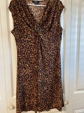 NWT WOMENS L CHAPS Brown SLEEVELESS JERSEY KNIT DRESS PRETTY Orig $100