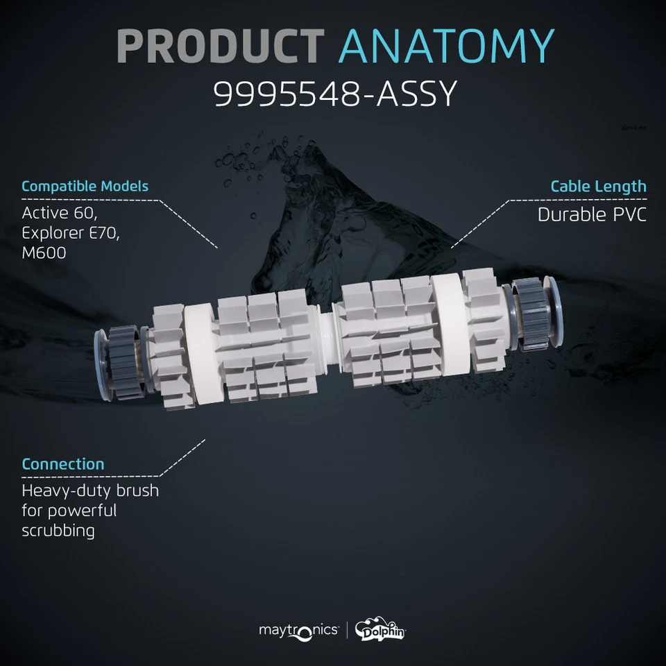 Dolphin M600 Robotic Pool Cleaner Rear Climbing Brush Grey - Image 3 of 4