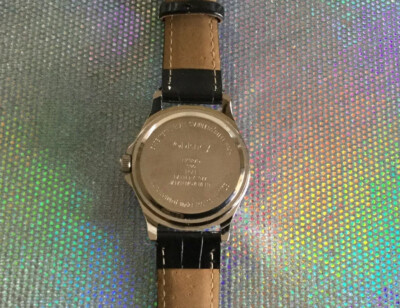 Montre Hello Kitty Analogique Pour Femme - Cadran Argenté, Bracelet En Cuir Noir - Neuf Sans Étiquette