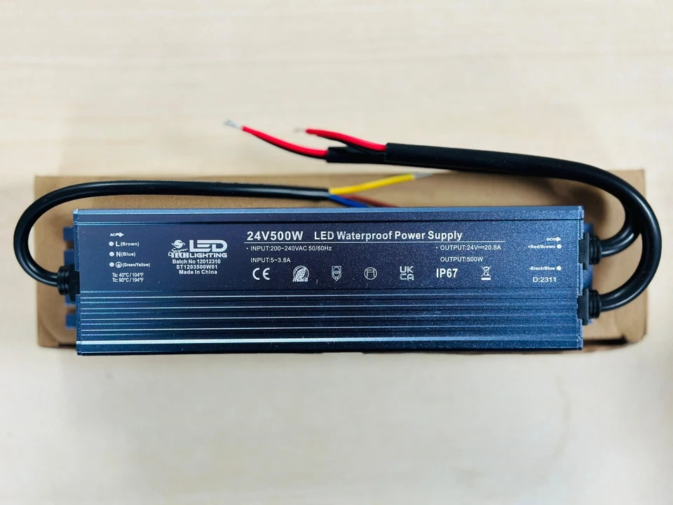 500W 24V Waterproof IP 67 ``LED Lights Transformer Power supply Adaptor for Led - Image 2 of 3