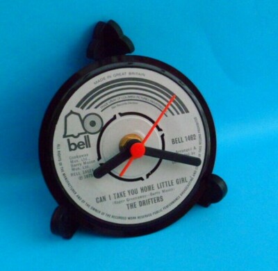 DRIFTERS CLOCK Side Table Desk Top Upcycled Vinyl Record Hit Single Size 4''