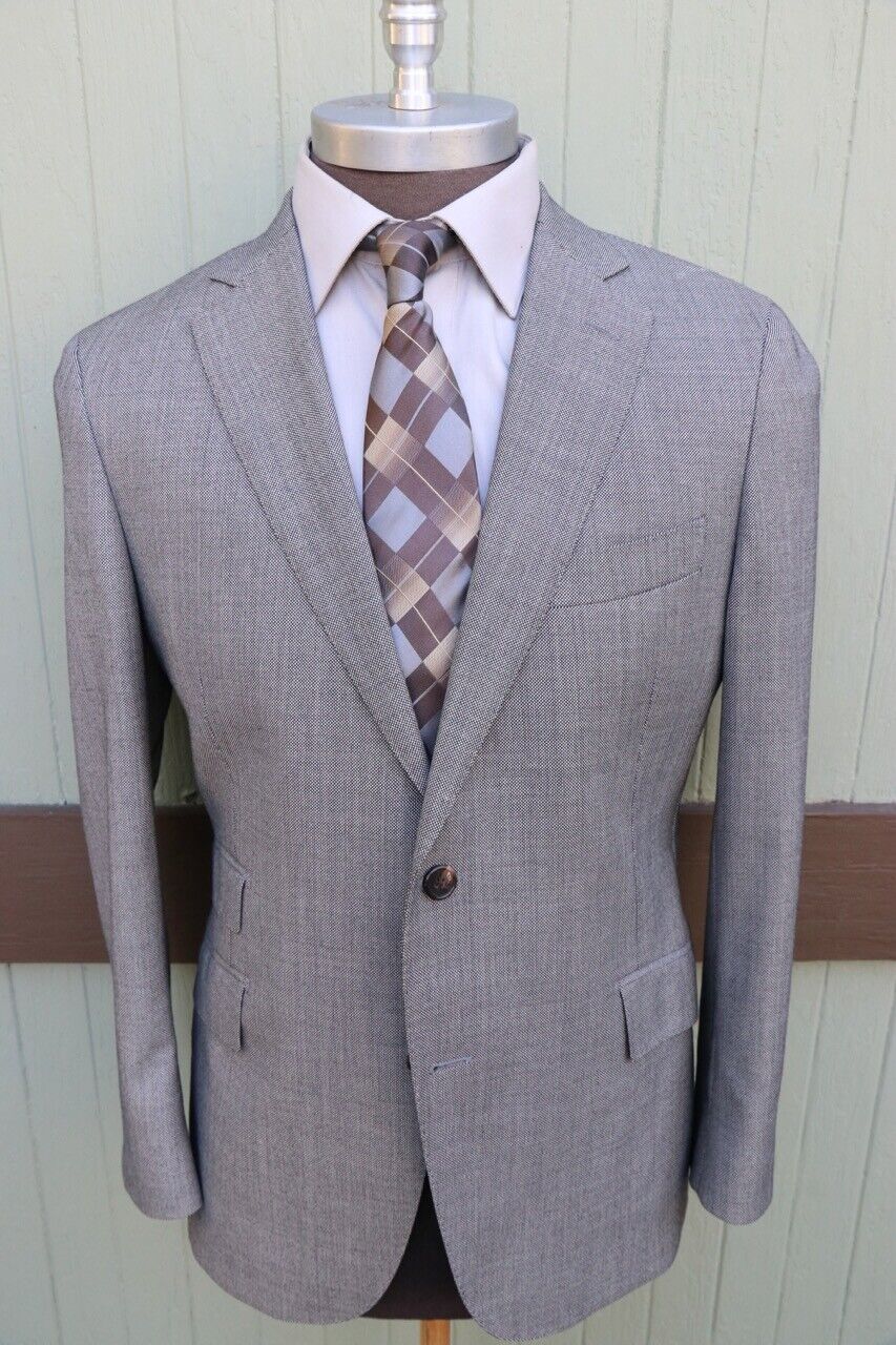 Suit Supply Vitale Barberis 100% Wool Gray Two Button Blazer Coa