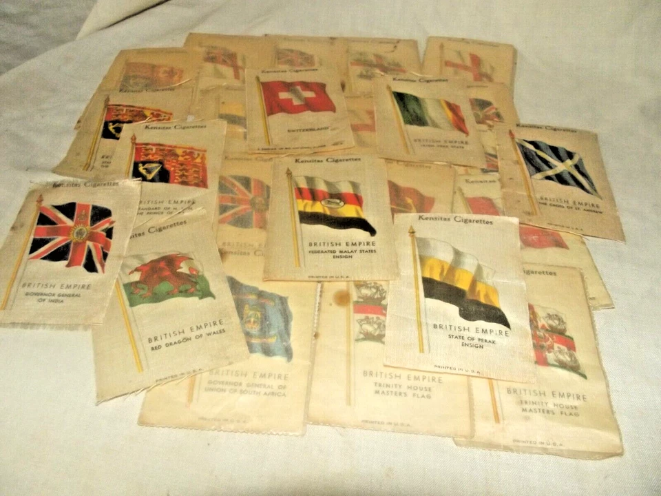 A Collection of 24 Antique 1930s Kensitas Cigarette  Silks Flags of the World - Image 2 of 4